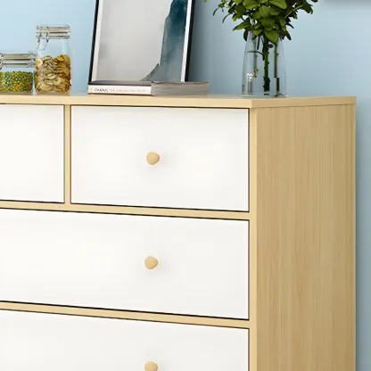 Minimalist Natural Wooden Double Dresser with 9-Drawers Image - 11