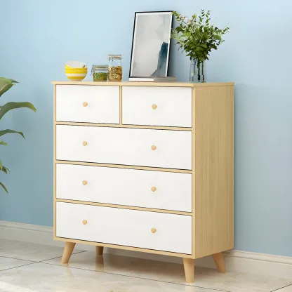 Minimalist Natural Wooden Double Dresser with 9-Drawers Image - 12