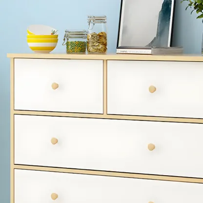 Minimalist Natural Wooden Double Dresser with 9-Drawers Image - 13