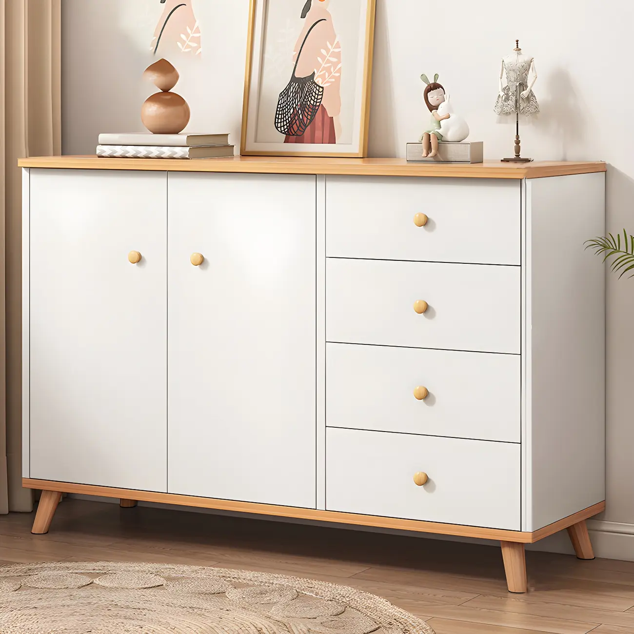 Minimalist Natural Wooden Double Dresser with 9-Drawers Image - 14 | homeyfad