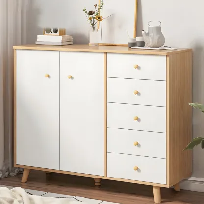 Minimalist Natural Wooden Double Dresser with 9-Drawers Image - 17