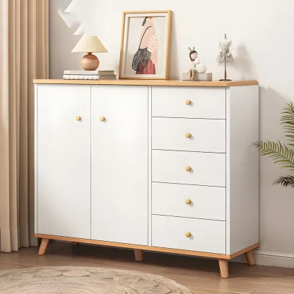 Minimalist Natural Wooden Double Dresser with 9-Drawers Image - 19