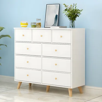 Minimalist Natural Wooden Double Dresser with 9-Drawers Image - 23