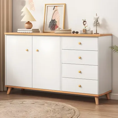 Minimalist Natural Wooden Double Dresser with 9-Drawers Image - 25