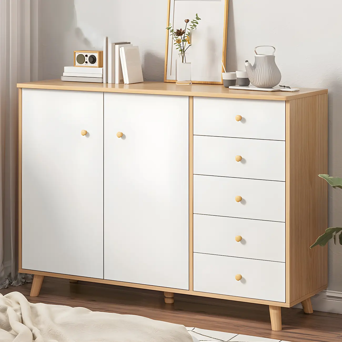 Minimalist Natural Wooden Double Dresser with 9-Drawers Image - 26 | homeyfad
