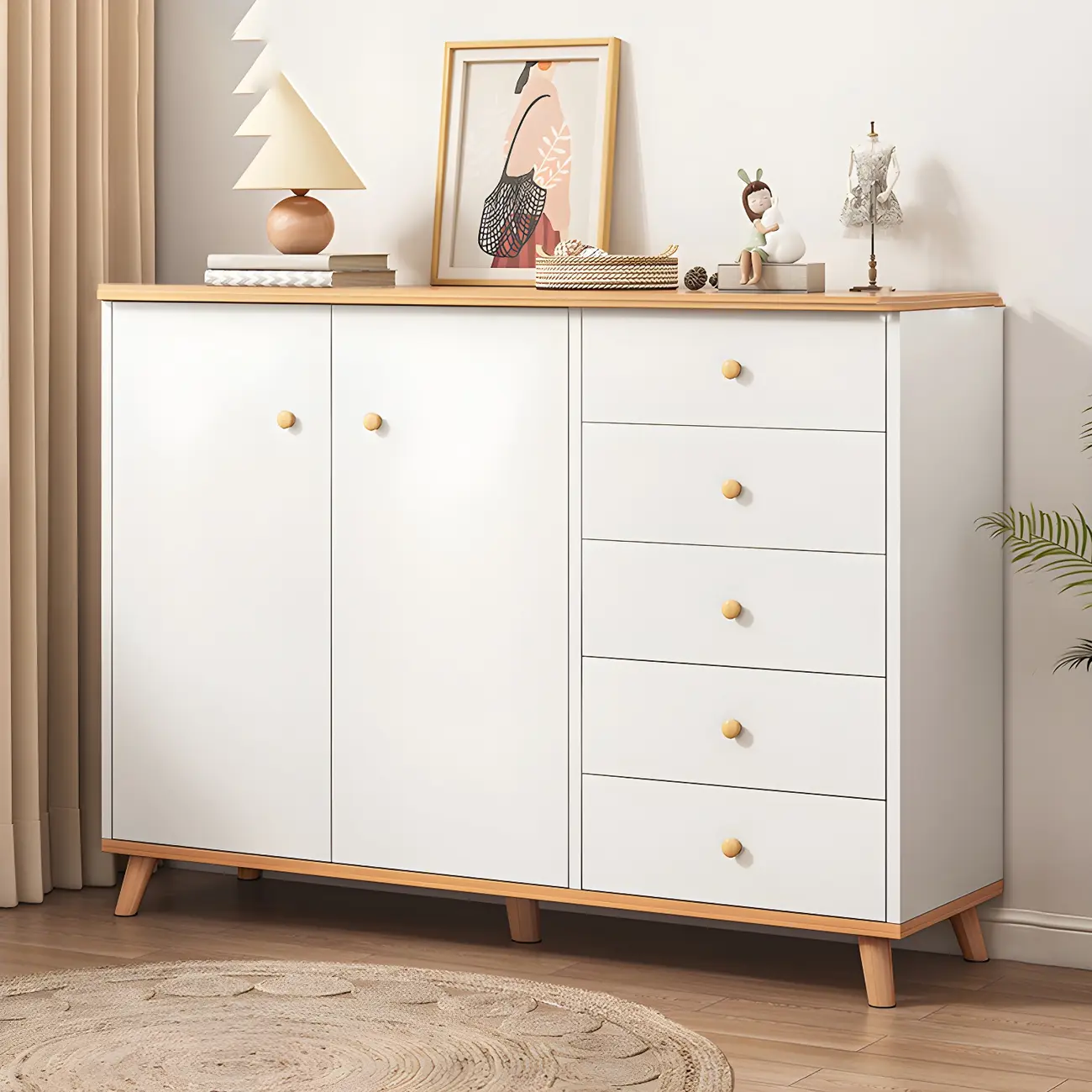 Minimalist Natural Wooden Double Dresser with 9-Drawers Image - 27 | homeyfad