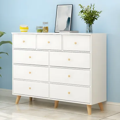 Minimalist Natural Wooden Double Dresser with 9-Drawers Image - 28