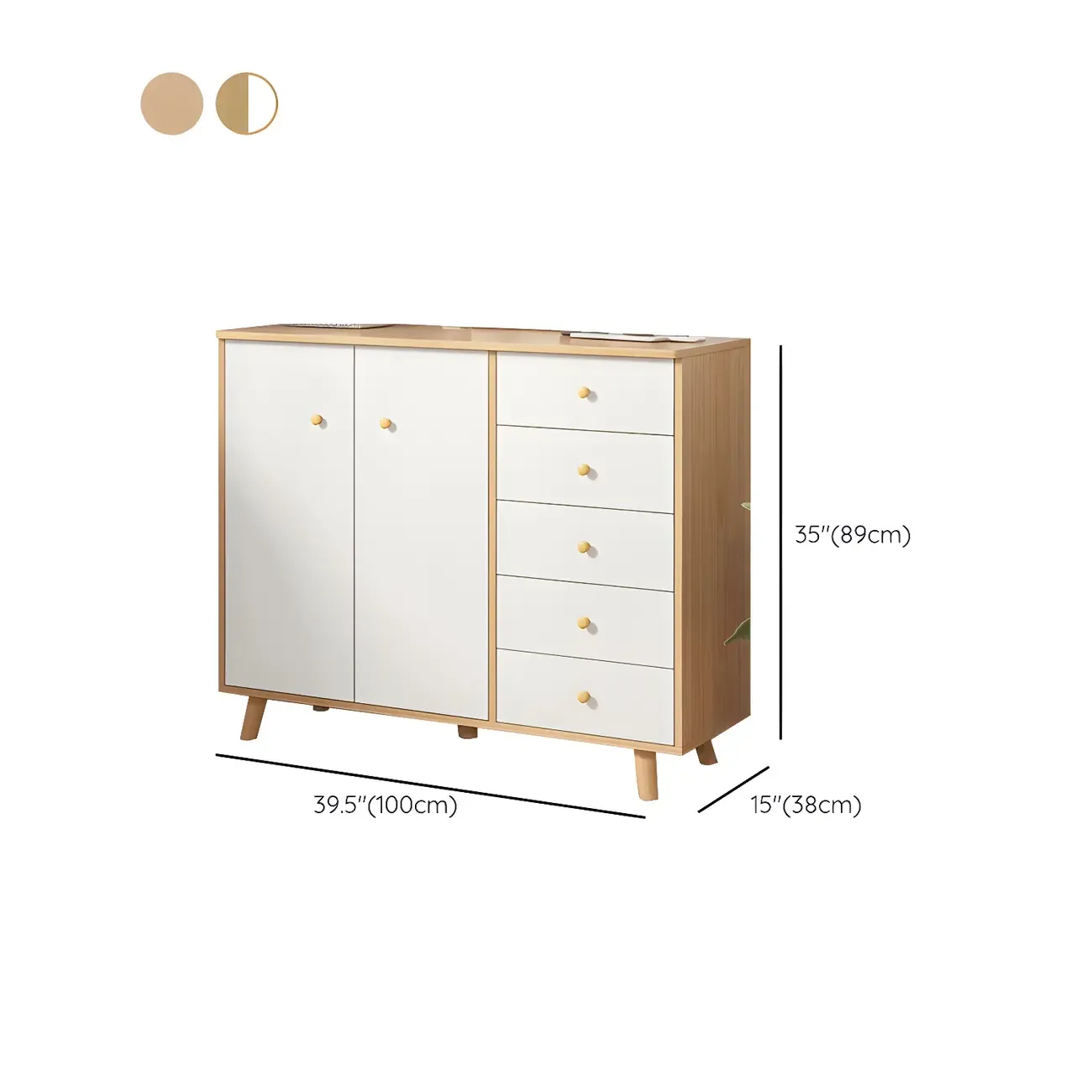Minimalist Natural Wooden Double Dresser with 9-Drawers Image - 36