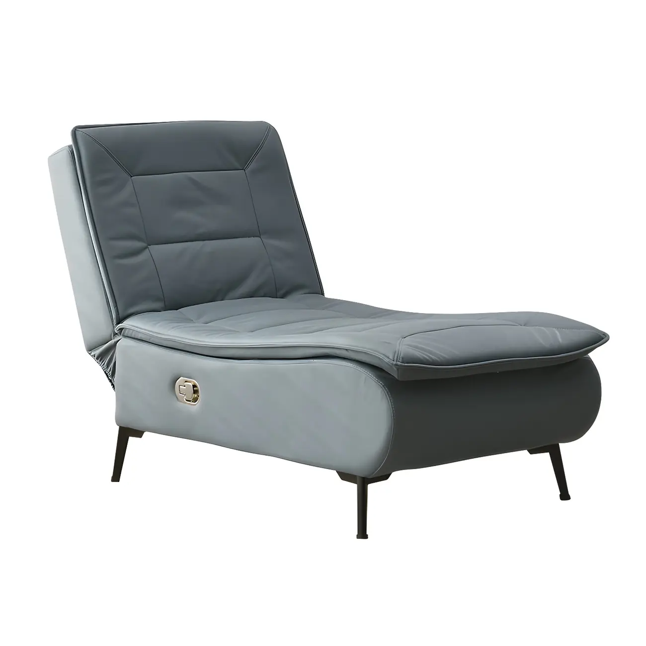 Simple Solid Leather Armless Adjustable Chaise Lounge Image - 2 | homeyfad