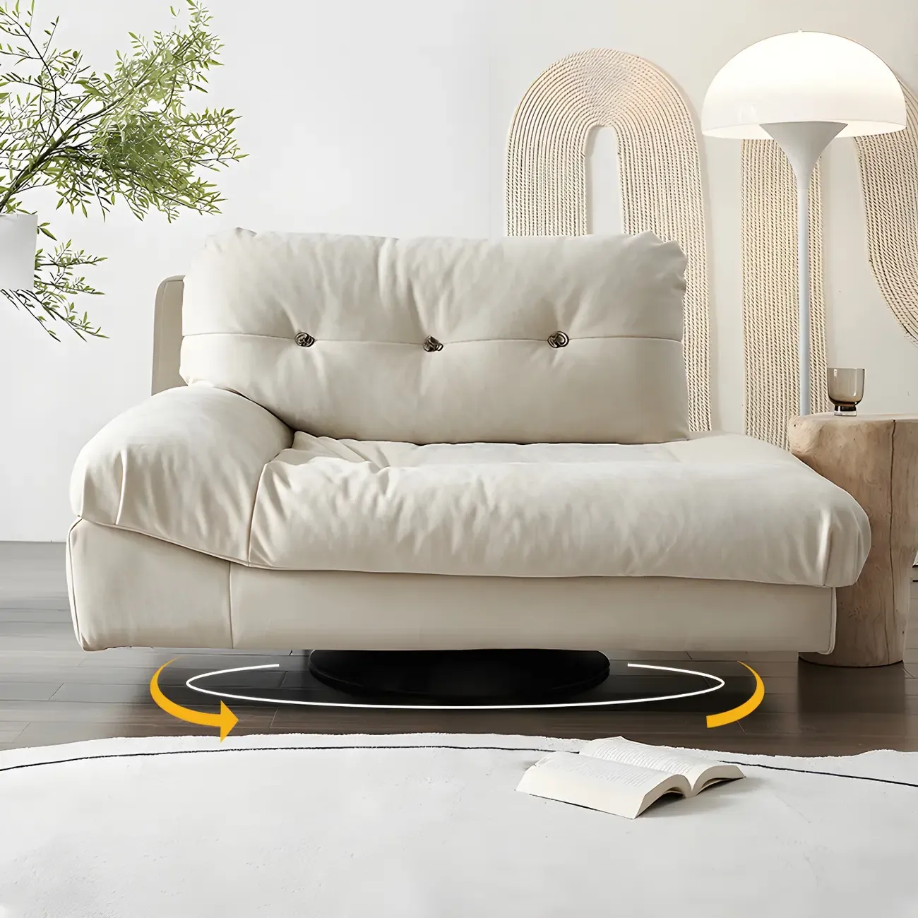 Modern White Genuine Leather Reclining Chaise Lounge Image - 1