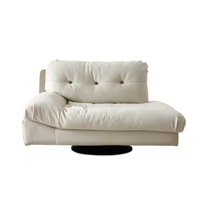 Modern White Genuine Leather Reclining Chaise Lounge Image - 5
