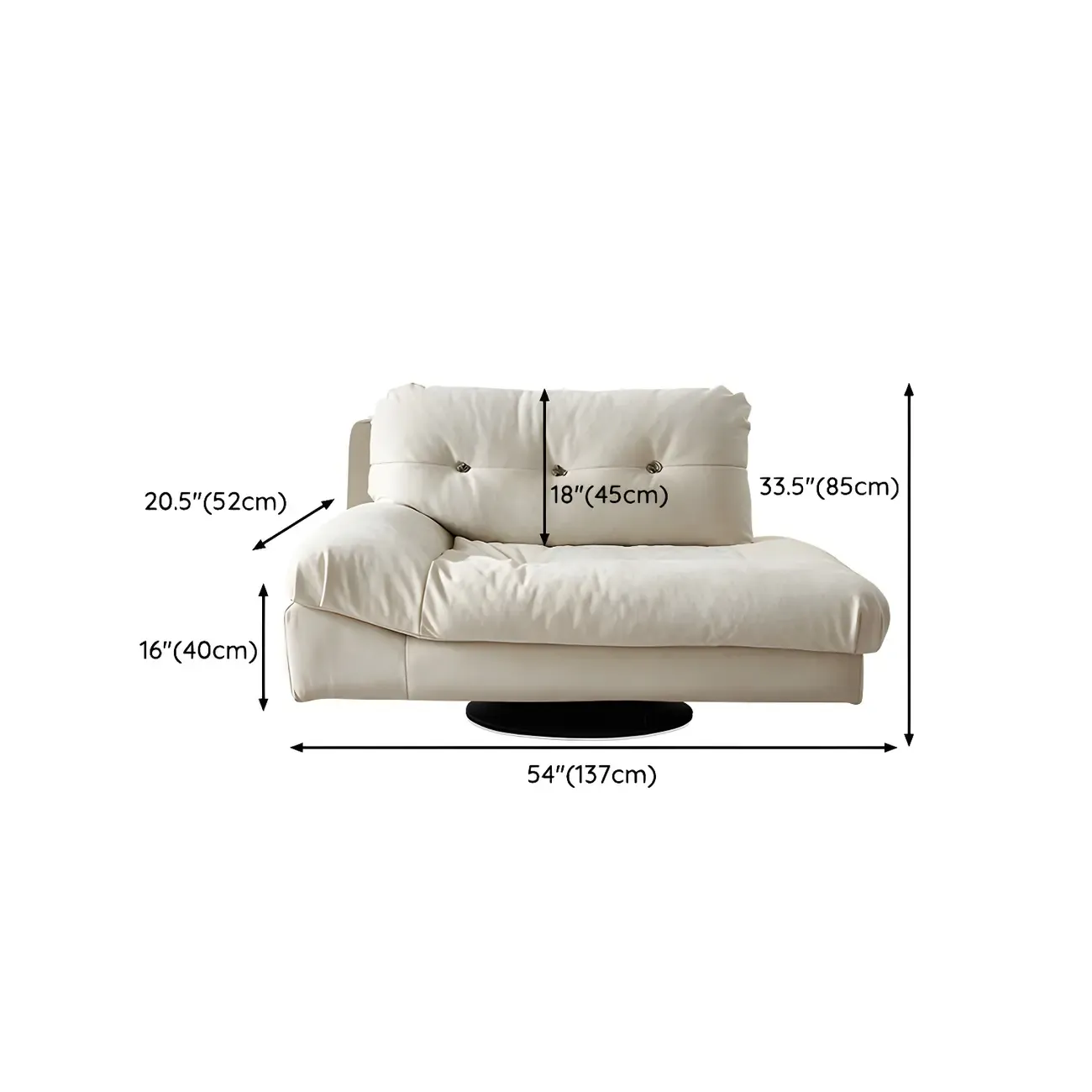 Modern White Genuine Leather Reclining Chaise Lounge #size