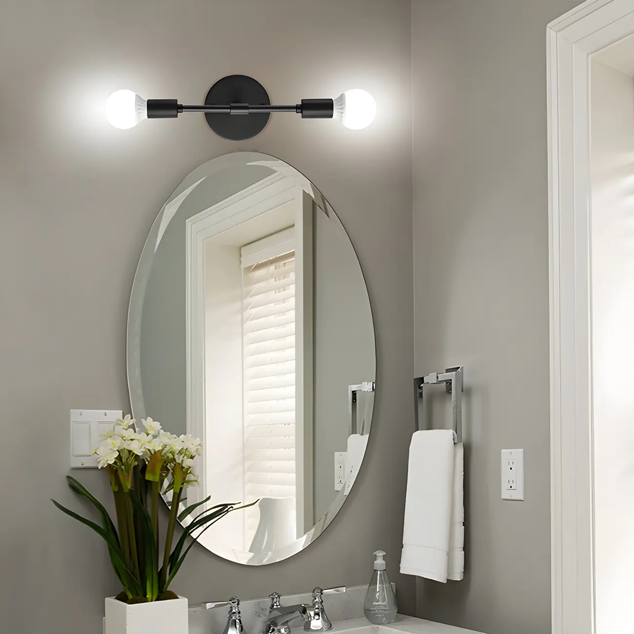 Modern Globe Vanity Light Elegant Double Wall Sconce Image - 1 | homeyfad