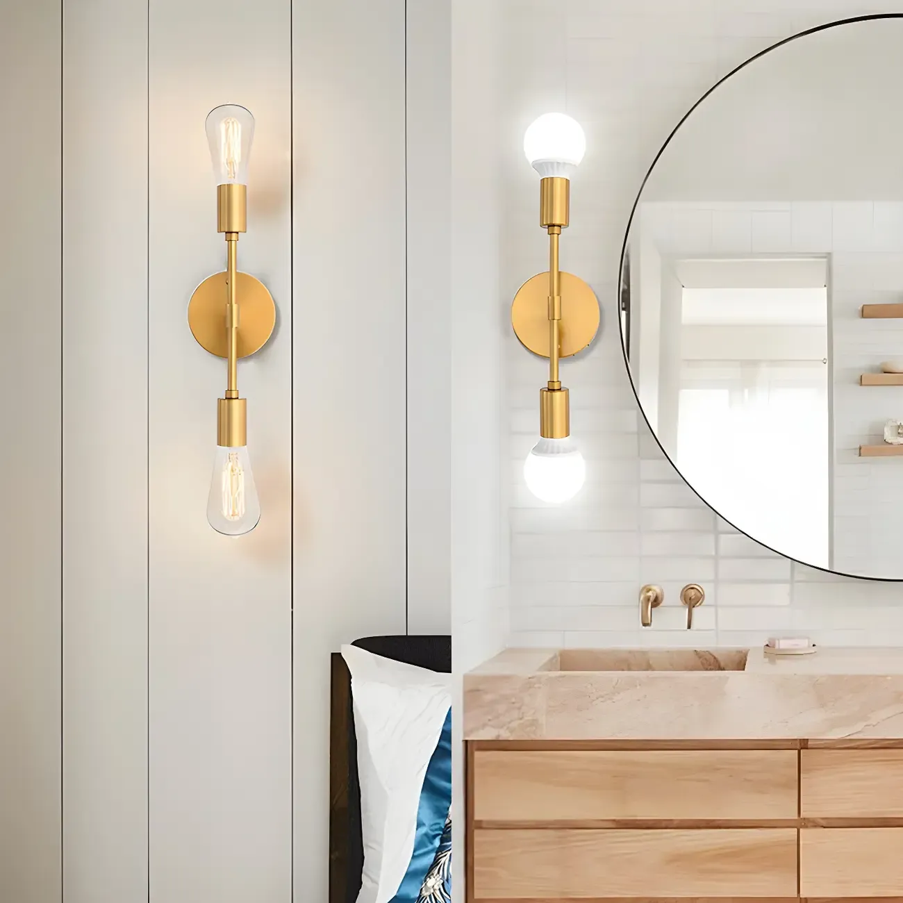 Modern Globe Vanity Light Elegant Double Wall Sconce Image - 4