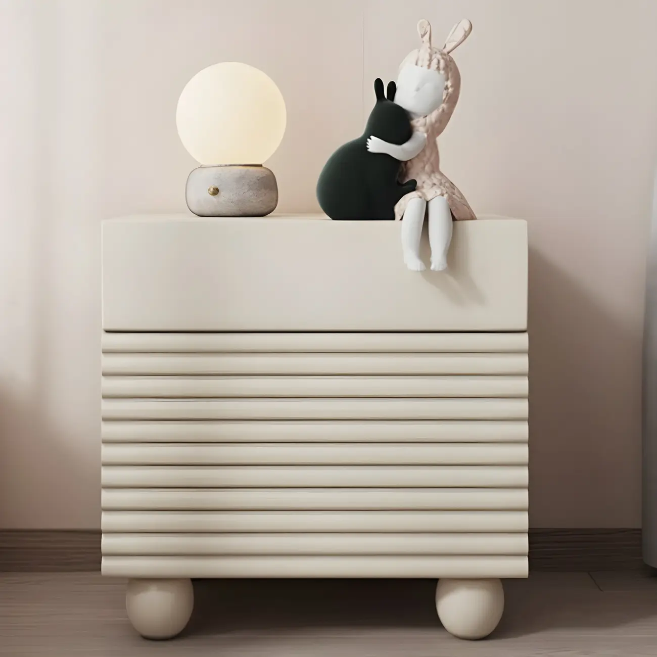 Princess Rectabgular White Wood Nightstand with 2 Drawers Image - 8 | homeyfad