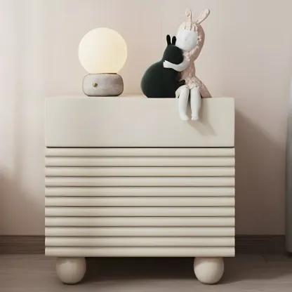 Princess Rectabgular White Wood Nightstand with 2 Drawers Image - 8