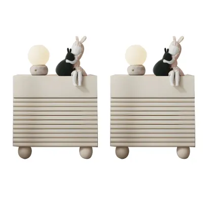 Princess Rectabgular White Wood Nightstand with 2 Drawers Image - 11