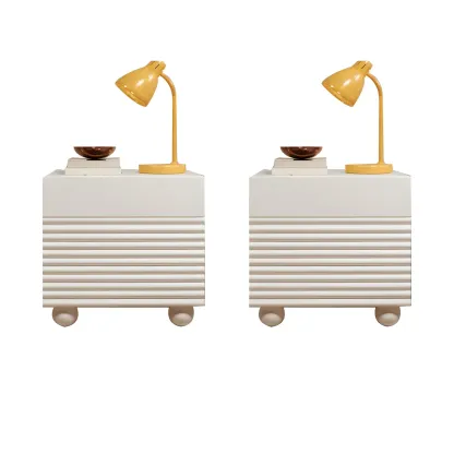 Princess Rectabgular White Wood Nightstand with 2 Drawers Image - 12