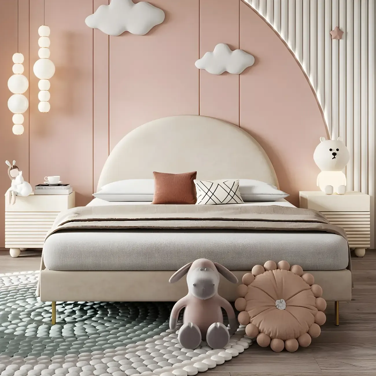 Princess Rectabgular White Wood Nightstand with 2 Drawers Image - 6