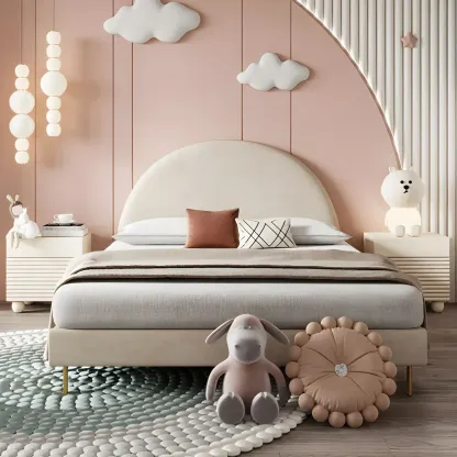 Princess Rectabgular White Wood Nightstand with 2 Drawers Image - 6