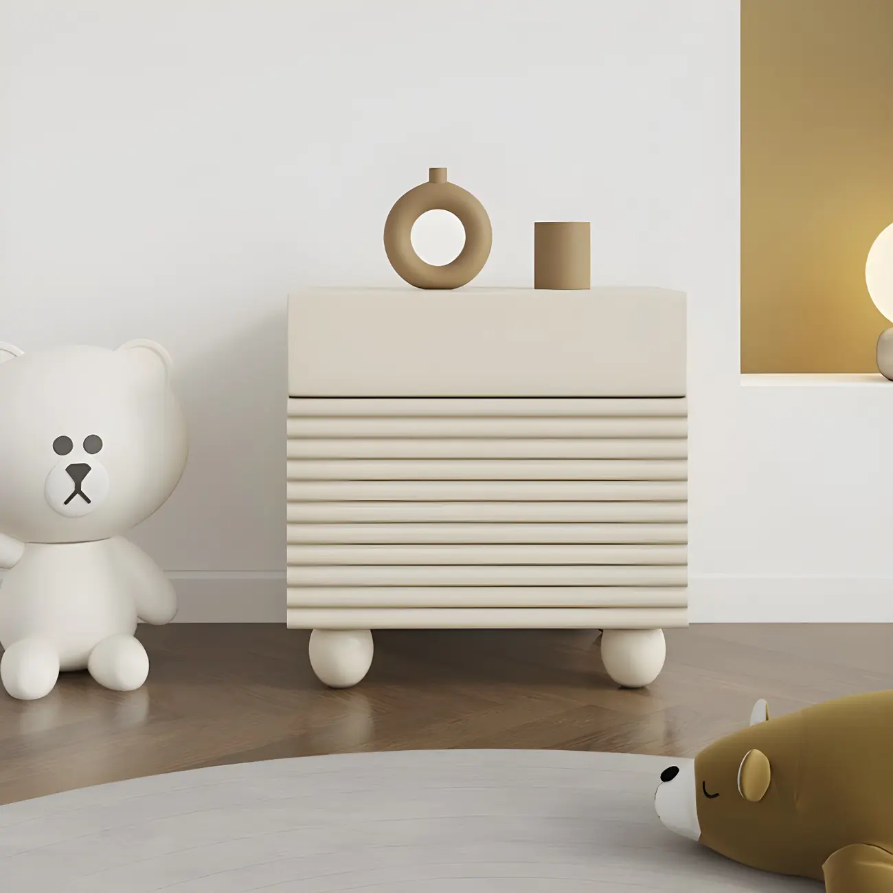 Princess Rectabgular White Wood Nightstand with 2 Drawers Image - 4 | homeyfad