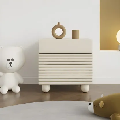 Princess Rectabgular White Wood Nightstand with 2 Drawers Image - 4