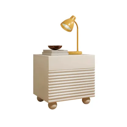 Princess Rectabgular White Wood Nightstand with 2 Drawers Image - 14