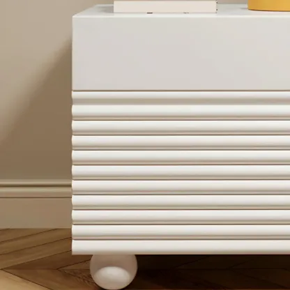 Princess Rectabgular White Wood Nightstand with 2 Drawers Image - 13