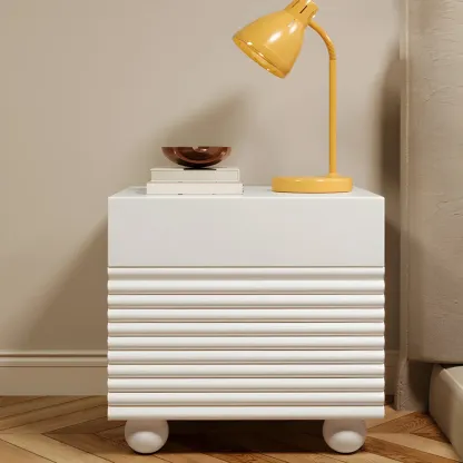 Princess Rectabgular White Wood Nightstand with 2 Drawers Image - 7