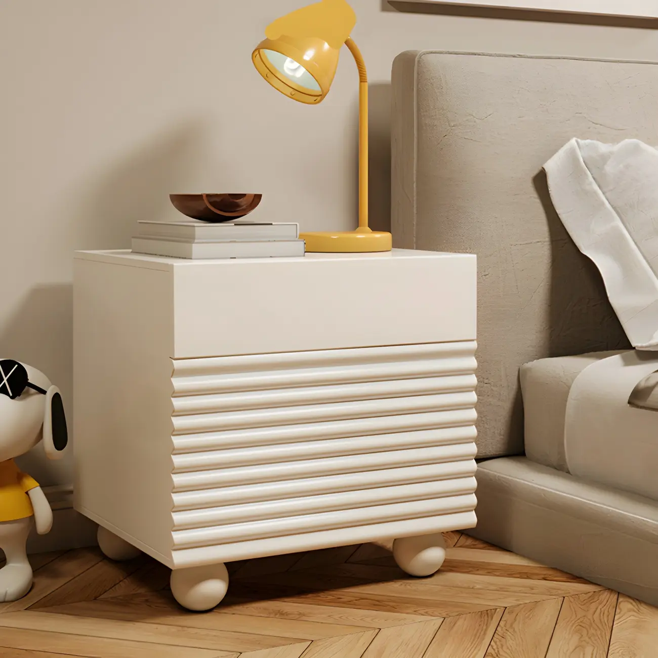 Princess Rectabgular White Wood Nightstand with 2 Drawers Image - 1 | homeyfad