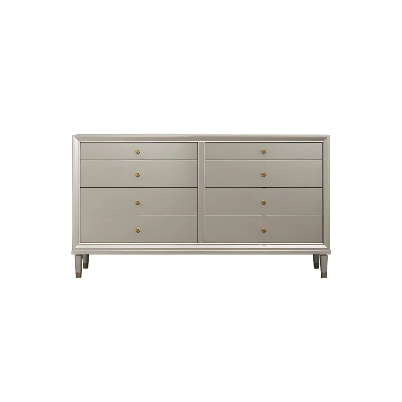 Stylish Silver Wooden Dressers with Gold Handle & Drawers Image - 2