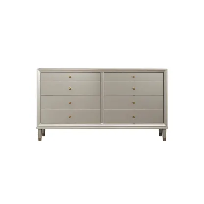 Stylish Silver Wooden Dressers with Gold Handle & Drawers Image - 2