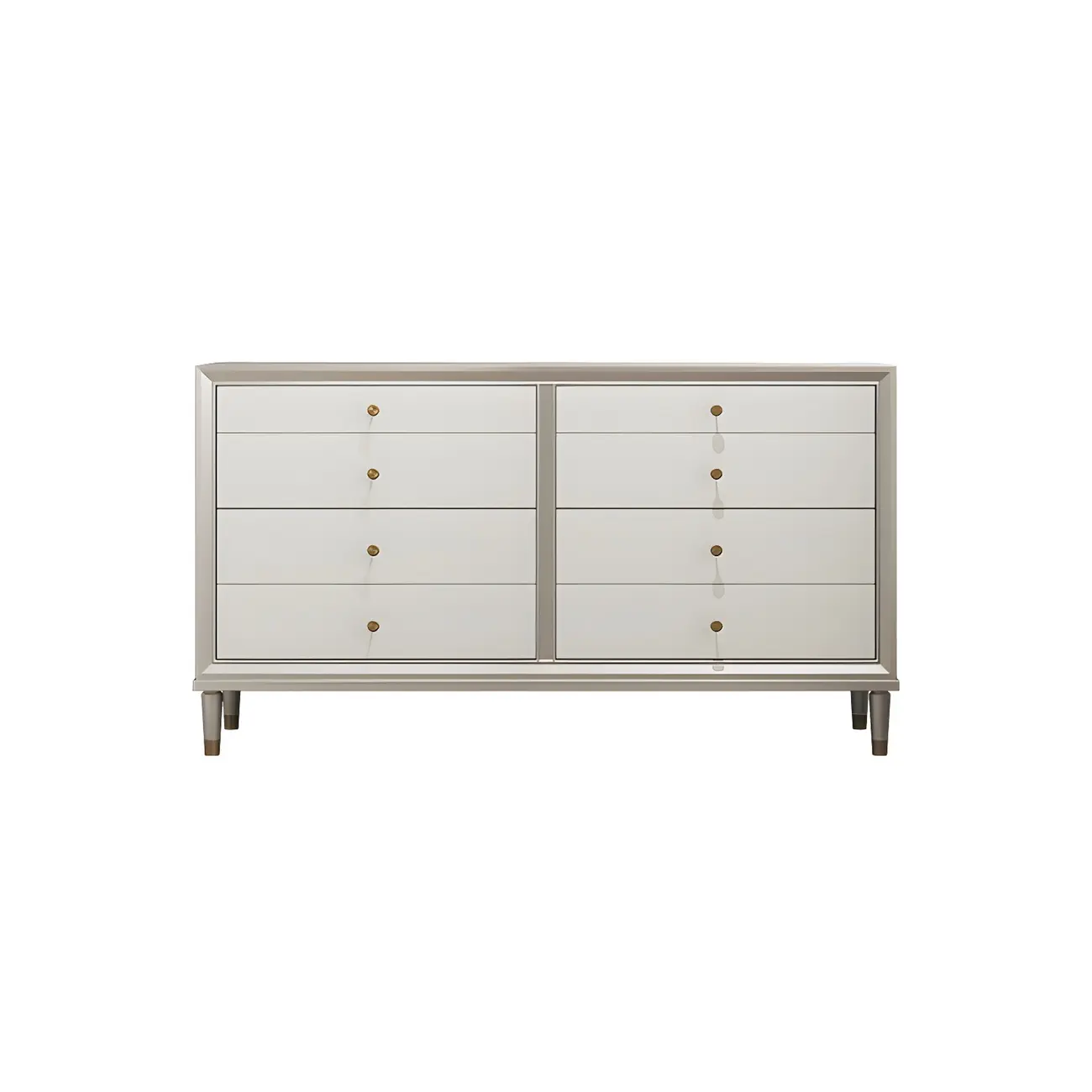 Stylish Silver Wooden Dressers with Gold Handle & Drawers Image - 3 | homeyfad