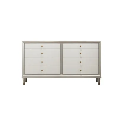 Stylish Silver Wooden Dressers with Gold Handle & Drawers Image - 3