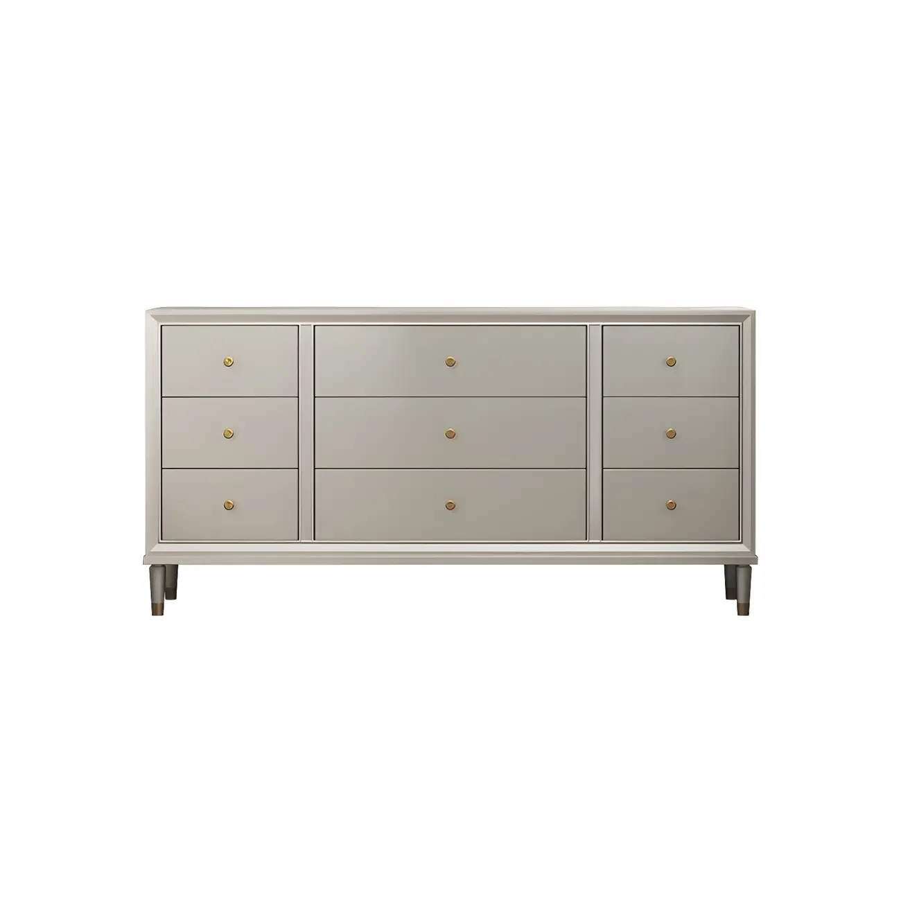 Stylish Silver Wooden Dressers with Gold Handle & Drawers Image - 5 | homeyfad