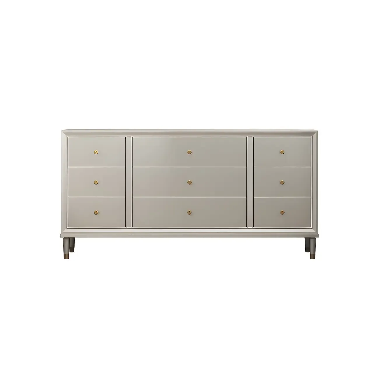 Stylish Silver Wooden Dressers with Gold Handle & Drawers Image - 5