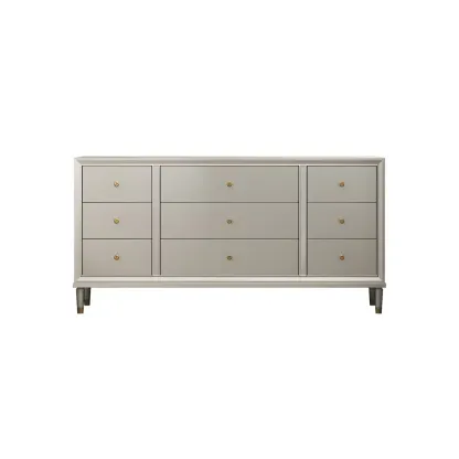 Stylish Silver Wooden Dressers with Gold Handle & Drawers Image - 5