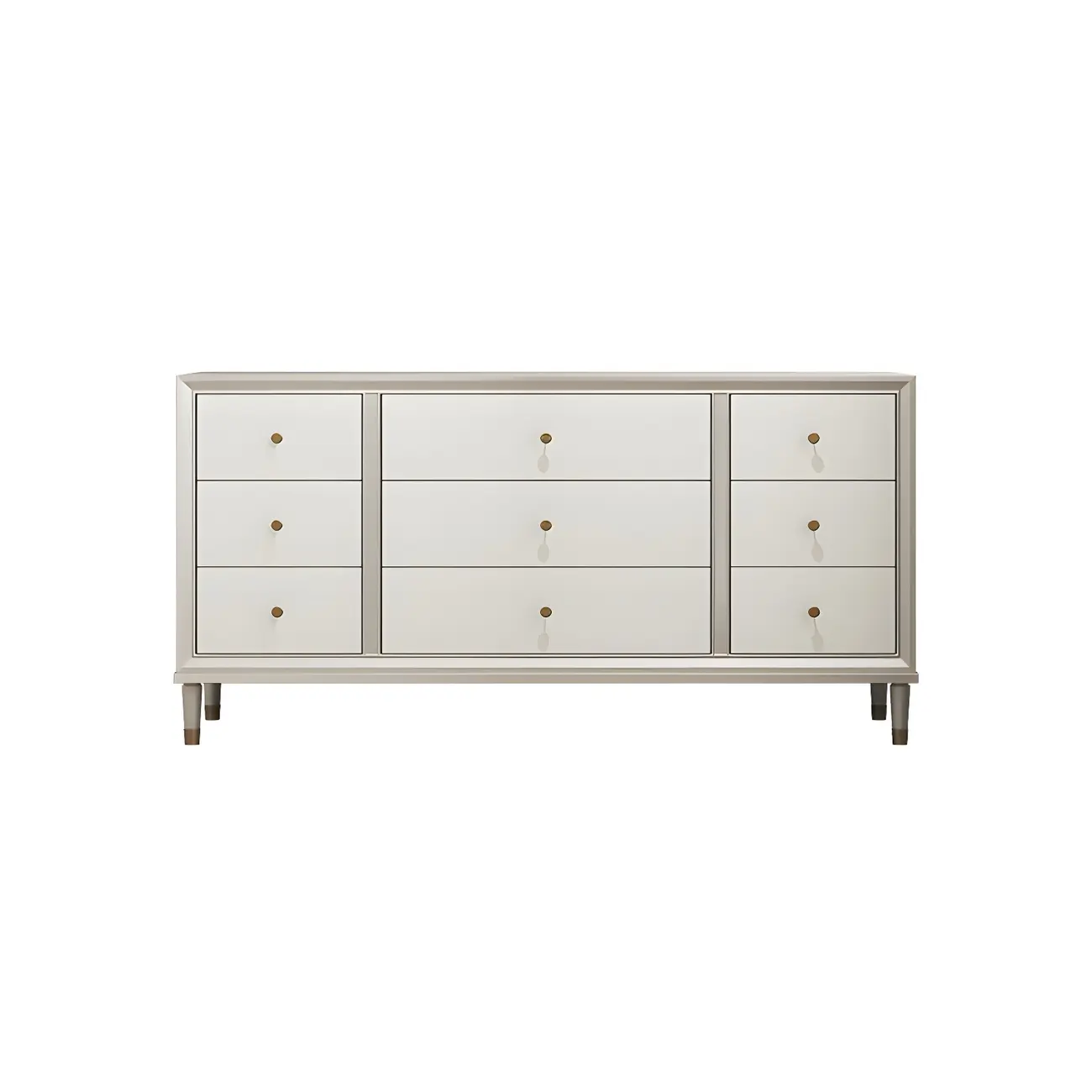Stylish Silver Wooden Dressers with Gold Handle & Drawers Image - 7 | homeyfad