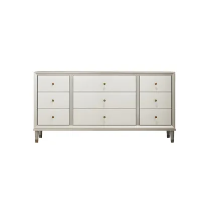Stylish Silver Wooden Dressers with Gold Handle & Drawers Image - 7