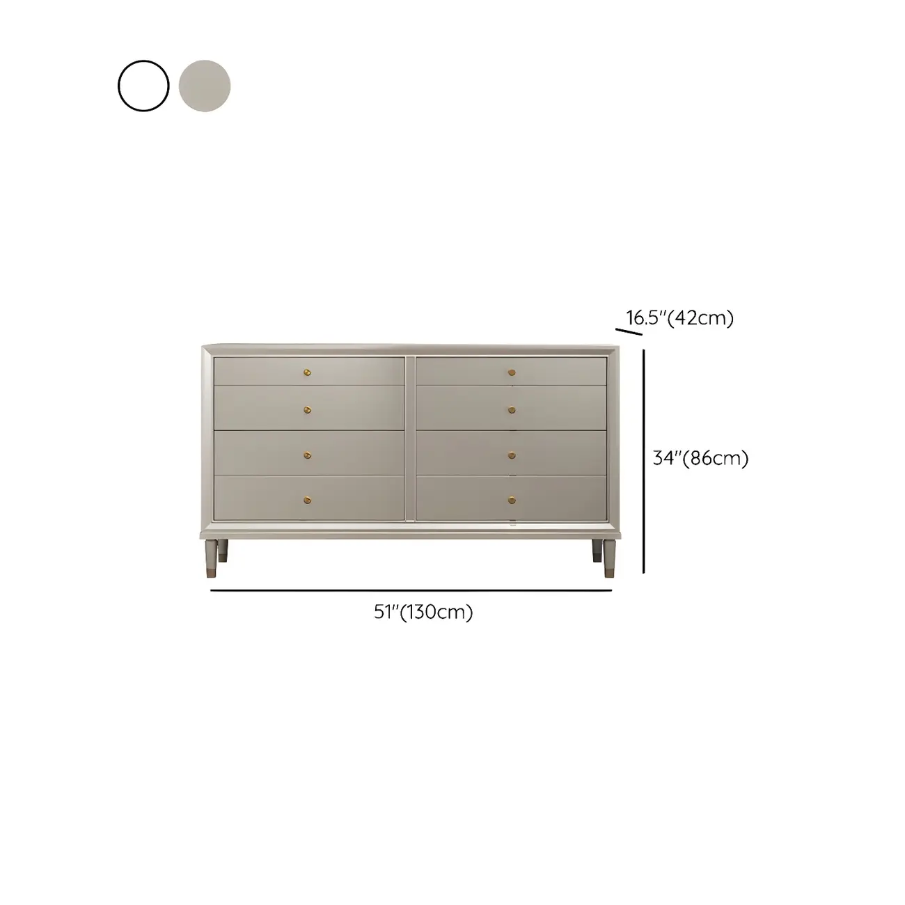 Stylish Silver Wooden Dressers with Gold Handle & Drawers #size | homeyfad