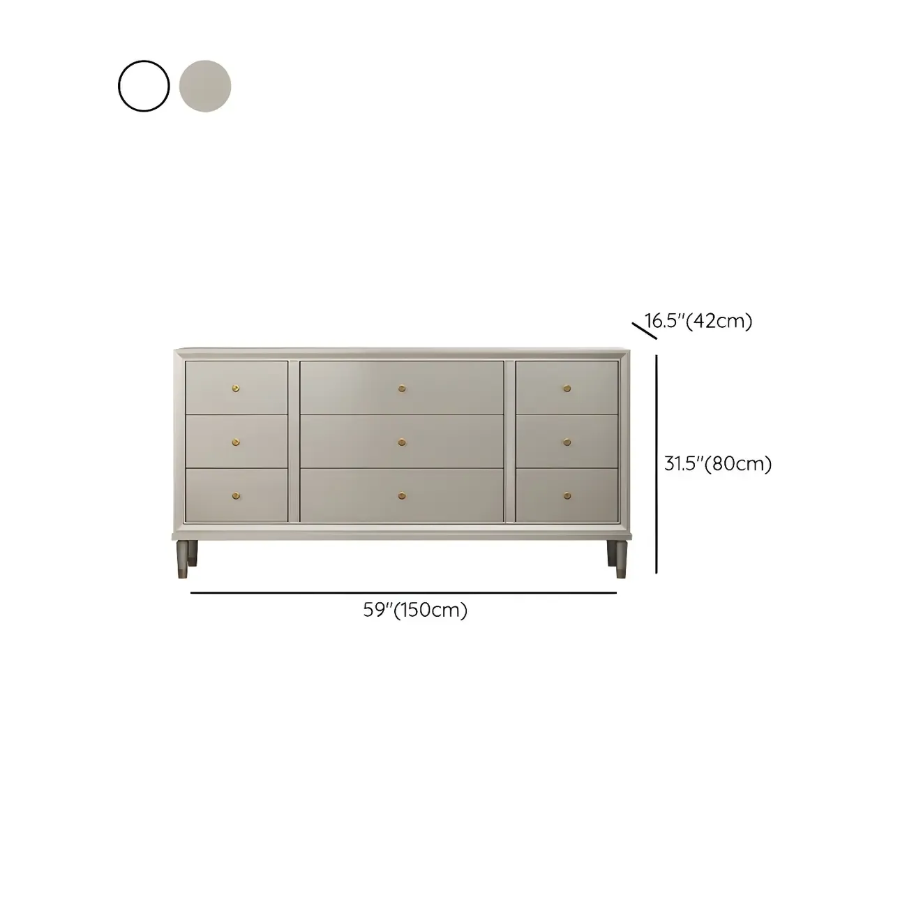Stylish Silver Wooden Dressers with Gold Handle & Drawers Image - 14