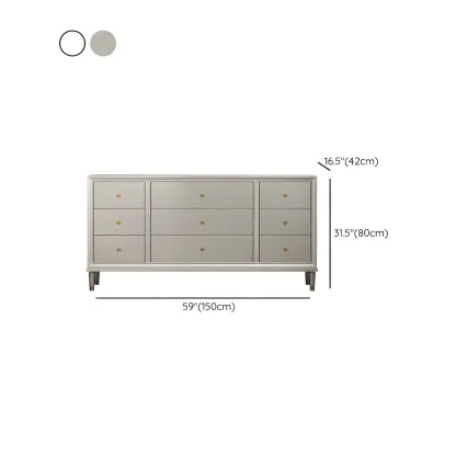 Stylish Silver Wooden Dressers with Gold Handle & Drawers Image - 14