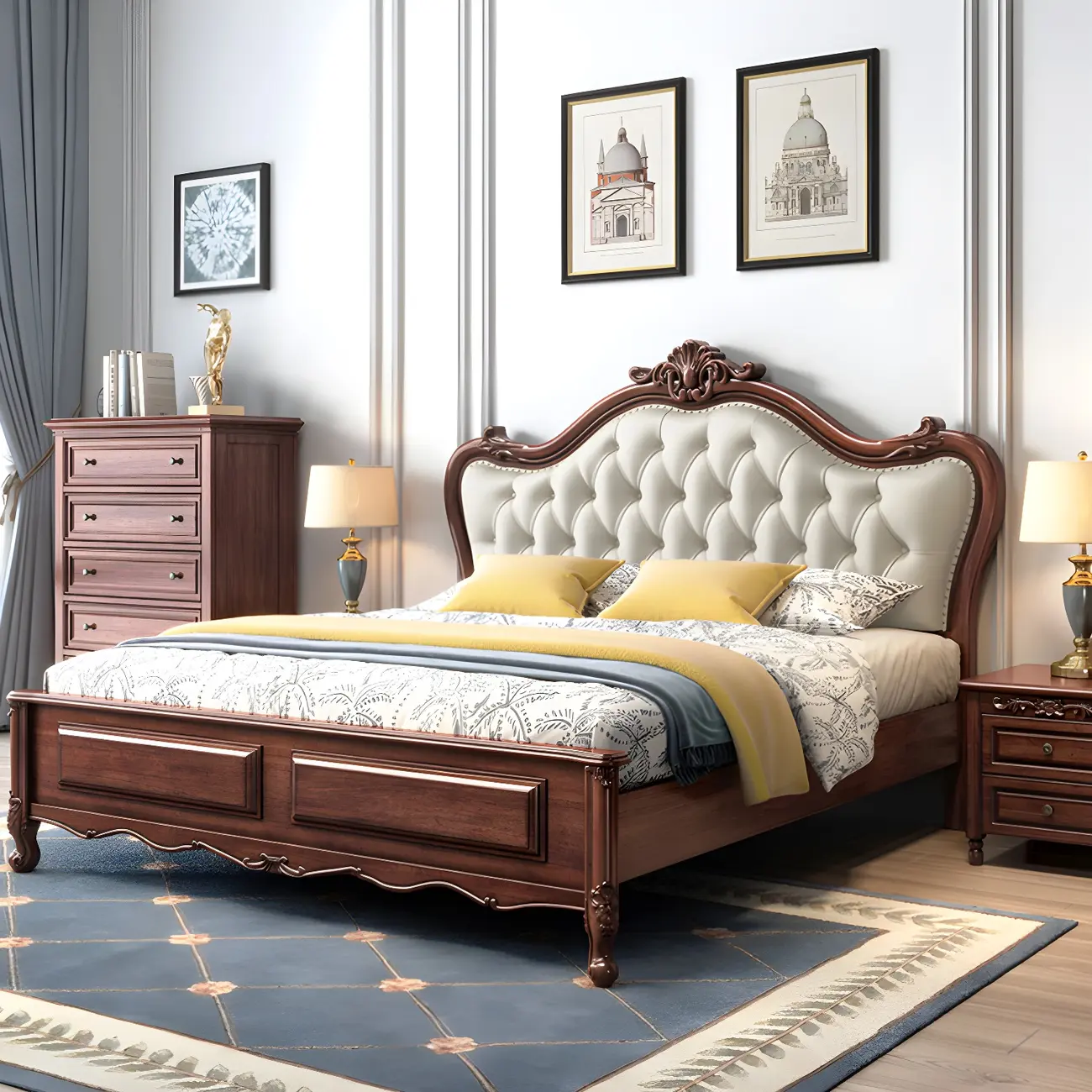 Classic Brown Full Size Wood Pull-Out Storage Platform Bed Image - 1 | homeyfad