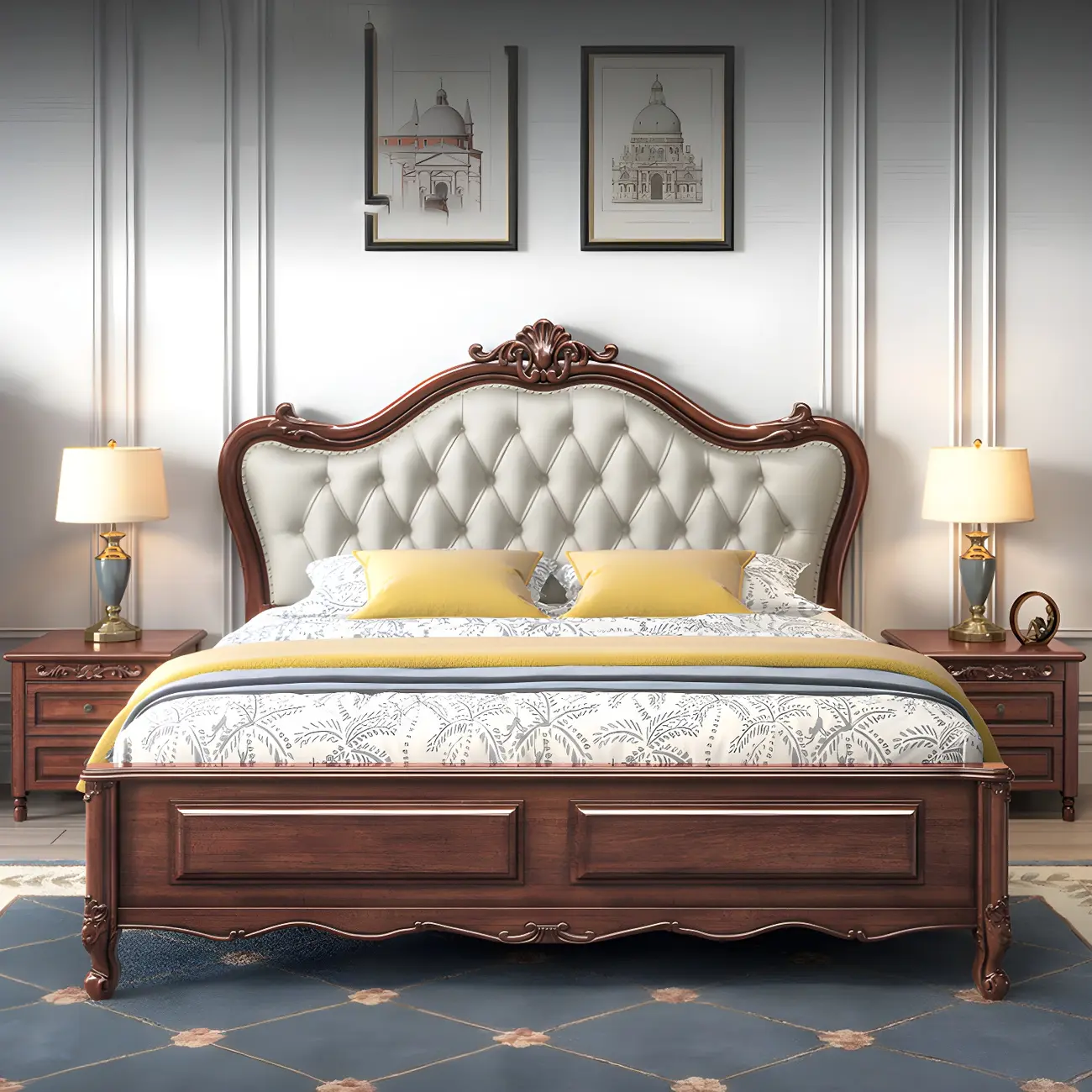 Classic Brown Full Size Wood Pull-Out Storage Platform Bed Image - 2 | homeyfad