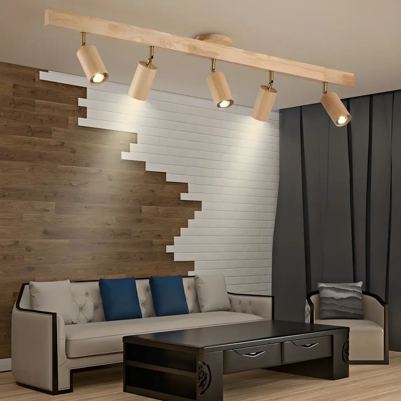 5-Light Wood Track Spotlight