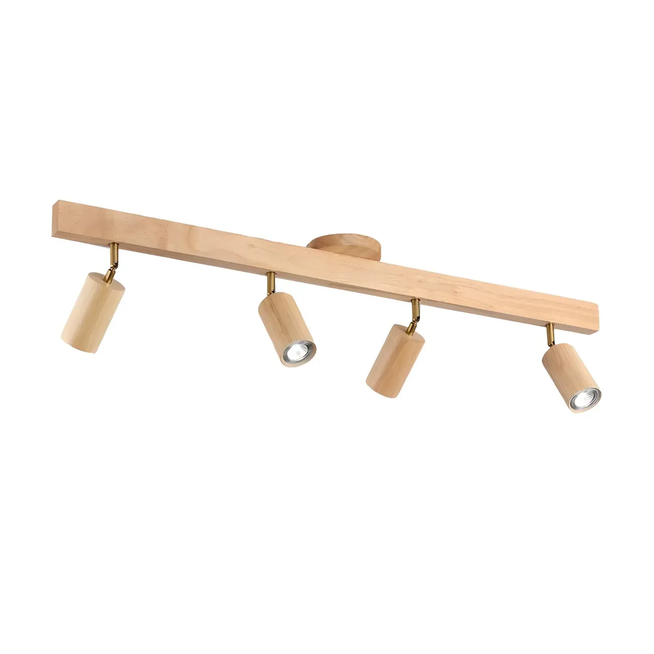 5-Light Wood Track Spotlight Adjustable Semi Flush Mount Ceiling Light Image - 9