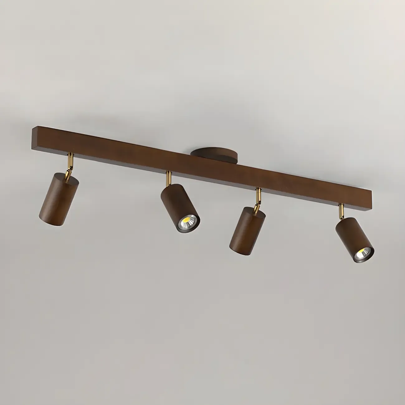 5-Light Wood Track Spotlight Adjustable Semi Flush Mount Ceiling Light Image - 11
