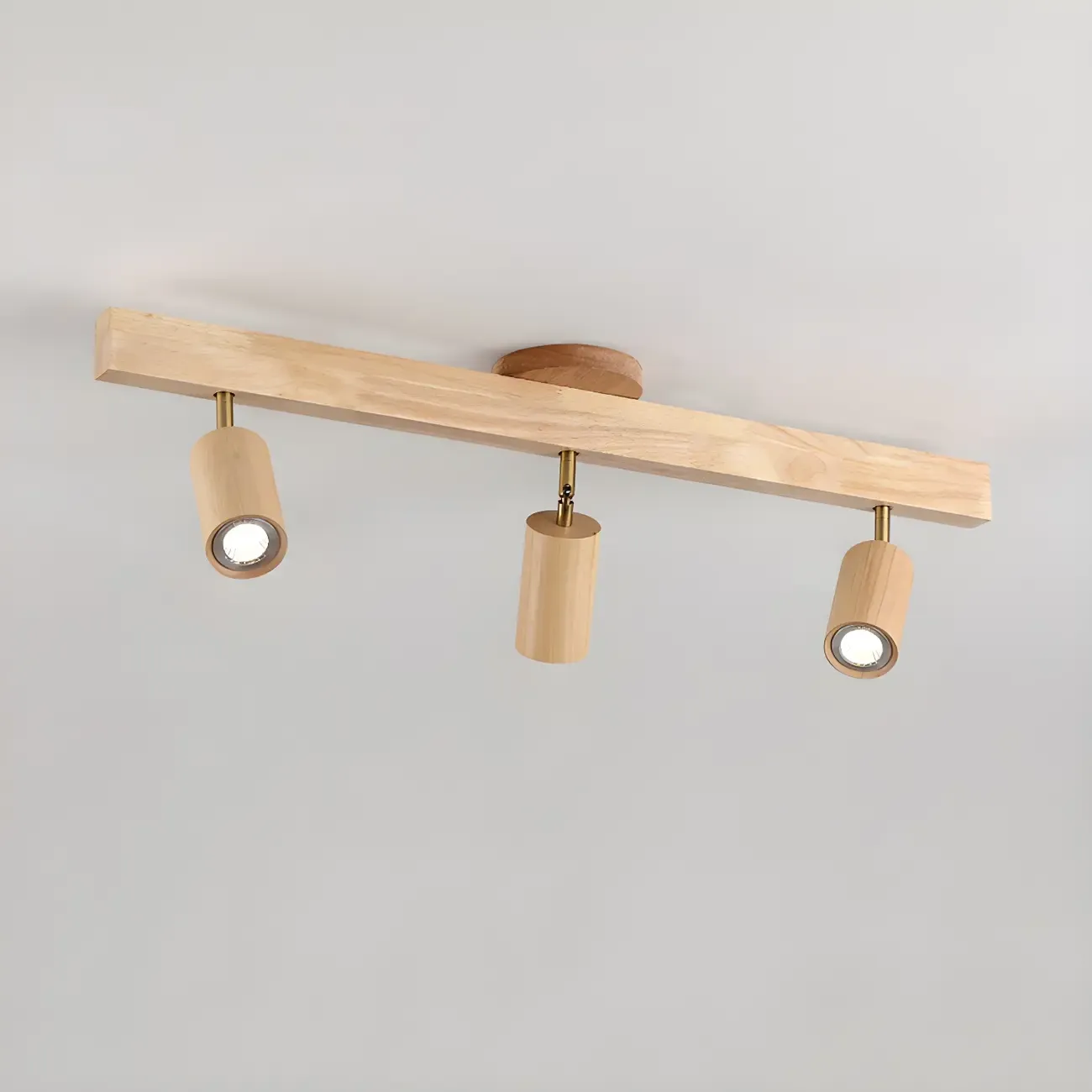 5-Light Wood Track Spotlight Adjustable Semi Flush Mount Ceiling Light Image - 14
