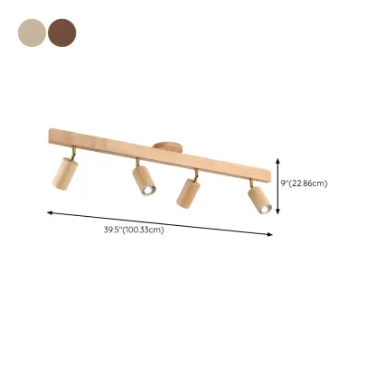 5-Light Wood Track Spotlight Adjustable Semi Flush Mount Ceiling Light Image - 21