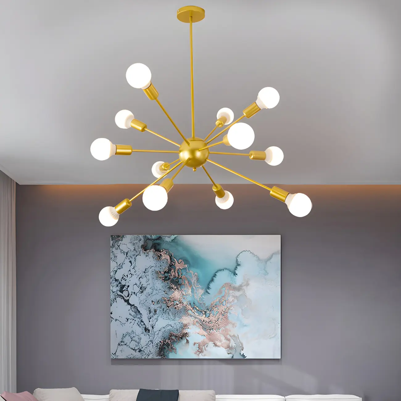 Modern Adjustable Gold Metal Sputnik Chandelier Image - 6 | homeyfad